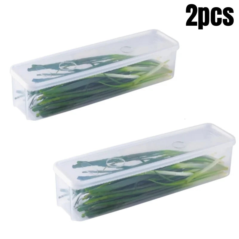 Boîtes de conservation pour réfrigérateur (1/2/4 pièces) avec couvercle, en plastique, pour conserver les aliments frais : oignons verts, coriandre, œufs, nouilles, etc.