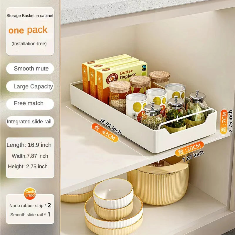 Tiroir Coulissant Extractible pour Placard de Cuisine – Étagère À Épices avec Rails, 20 Formats