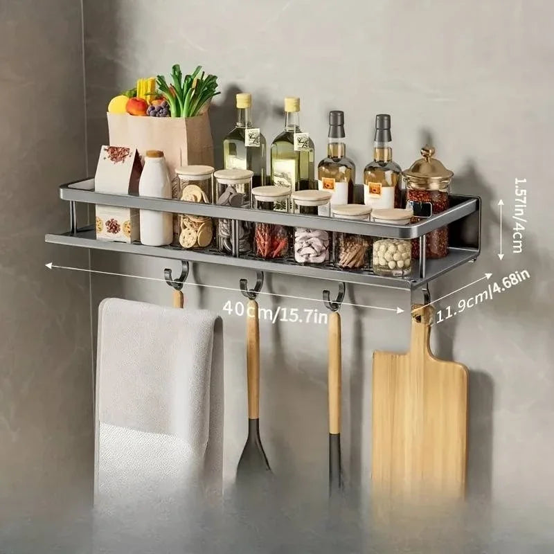 Étagère Murale Multifonctionnelle - Organisateur Rangement Cuisine Salle de Bain Électroplaqué