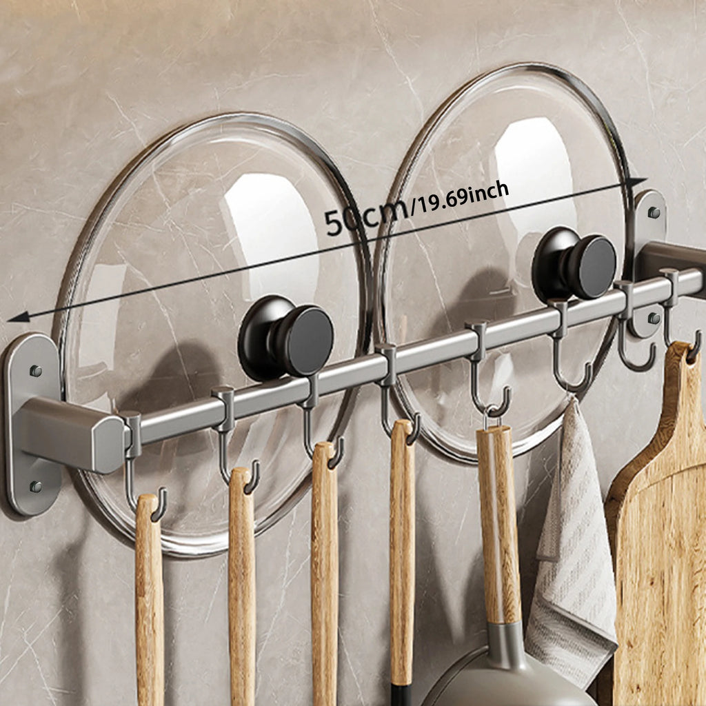 1 Support de rangement mural pour ustensiles de cuisine (couvercles, spatules, etc.) – Solution de rangement multifonctionnelle pour articles de cuisine.