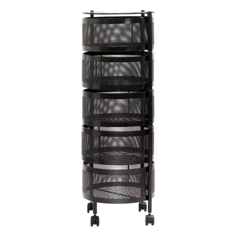 Étagère Rotative Multi-Niveaux Sol-Plafond pour Fruits - Panier Rangement Cuisine XMSJ 5 Étages