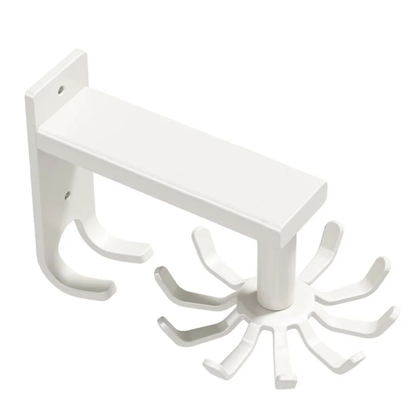 Support Mural pour Ustensiles de Cuisine avec 10 Pinces Rotatives - Porte-Ustensiles Multifonctionnel
