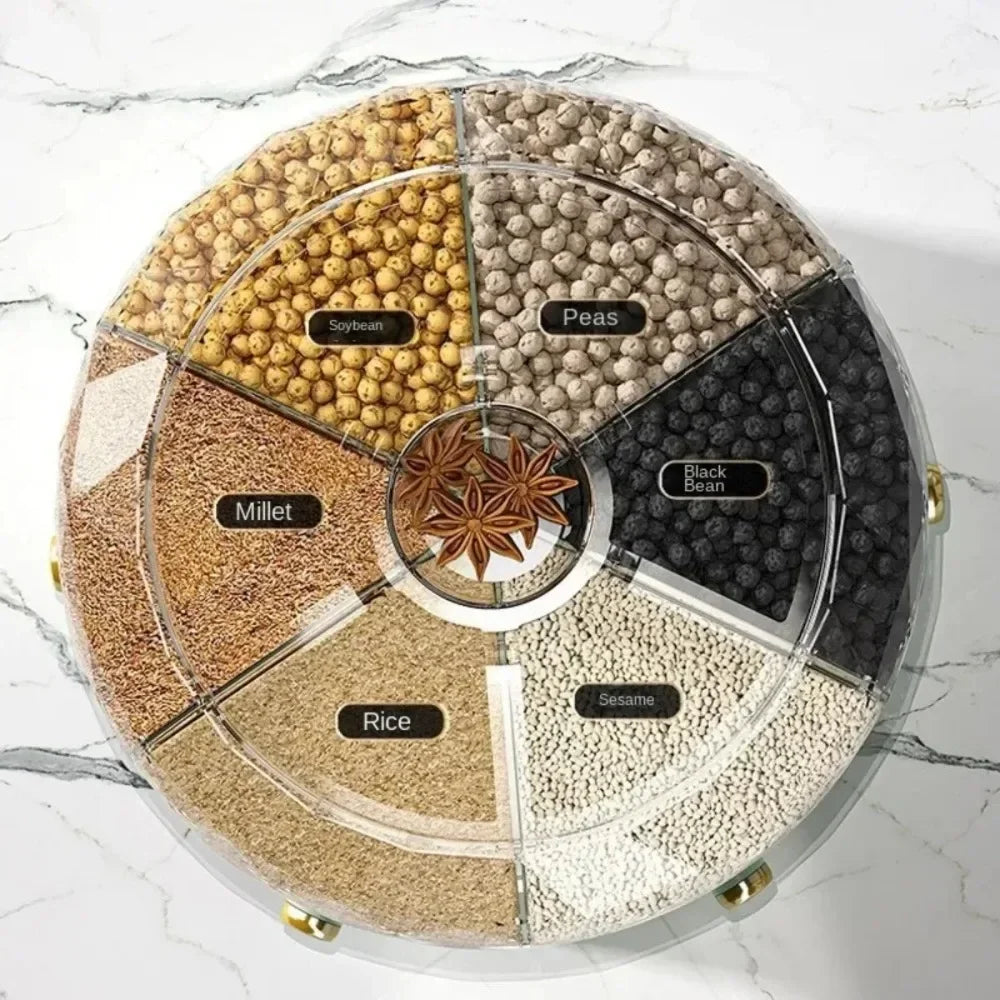 Boîte de rangement de cuisine, distributeur de riz rotatif à 360°, distributeur de céréales sèches hermétique, récipient alimentaire étanche à l'humidité