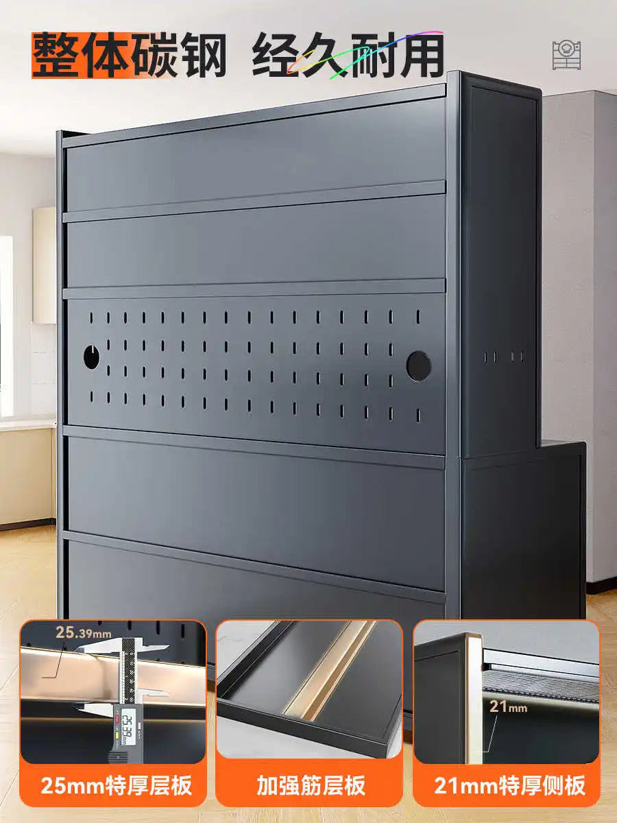 Meuble de Rangement Cuisine Multifonctionnel Anti-Poussière 2m - Armoire Latérale avec Four Gris