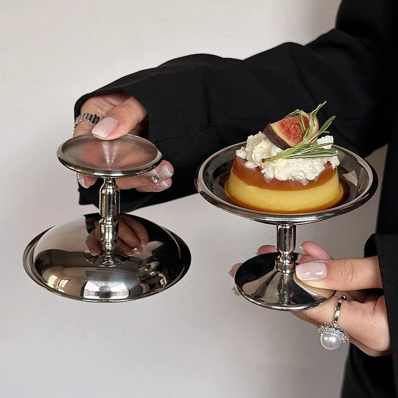 Assiette à dessert en acier inoxydable - Plateau pour gâteaux, glaces, fruits et collations avec présentation élégante