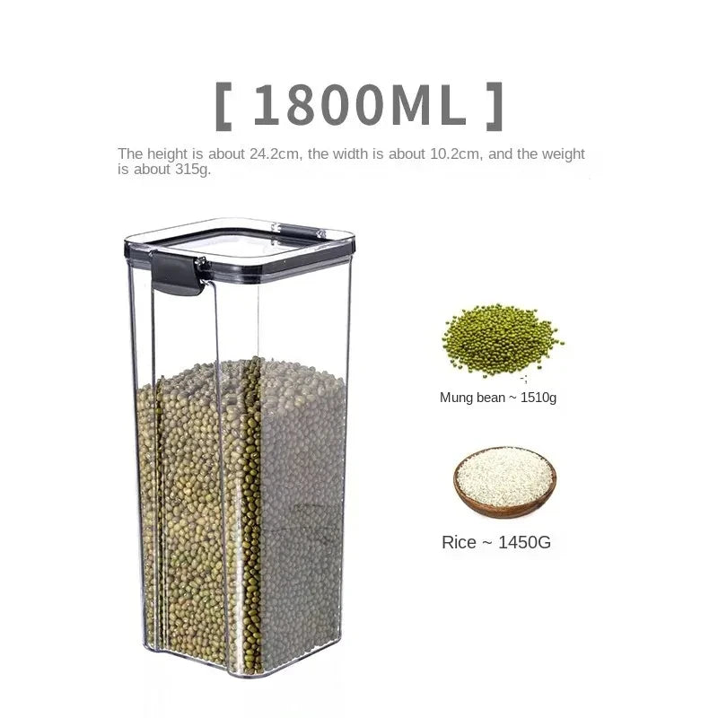 Boîte de rangement alimentaire hermétique de haute qualité, en plastique transparent, organisateur de cuisine, réservoir multifréquence empilable pour aliments secs