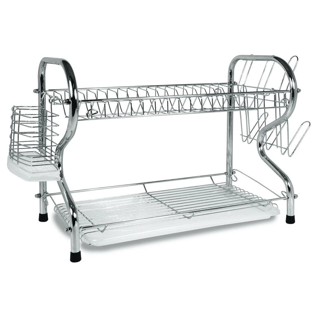 Égouttoir à vaisselle chromé en forme de R à 2 niveaux de 40 cm (16 pouces) pour le rangement de la cuisine