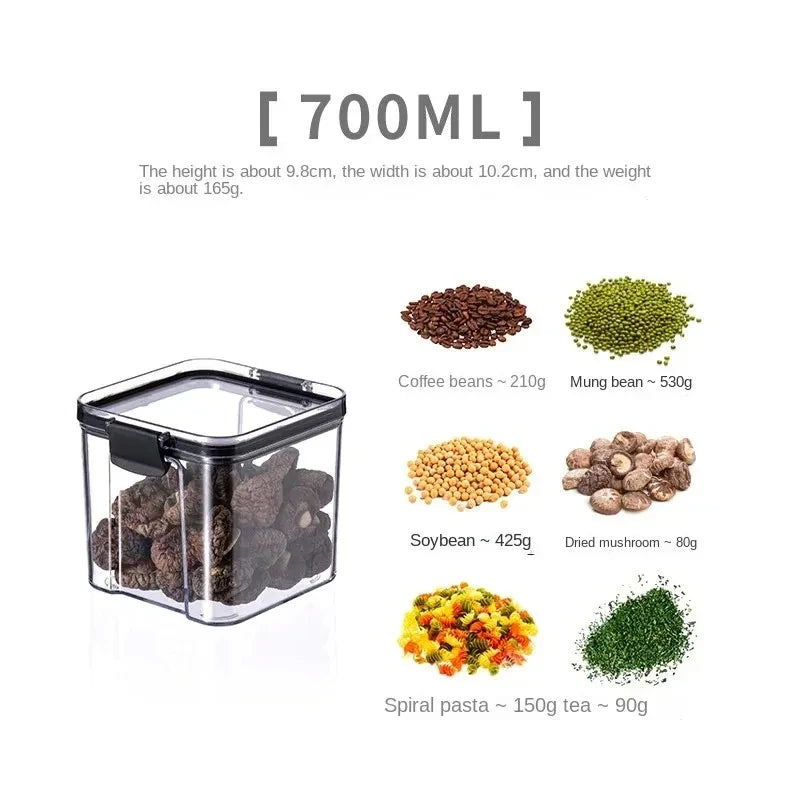 Ensemble de 2 Bocaux Hermétiques 700ml - Boîtes Rangement Aliments Plastique Transparent Elenxs Noir