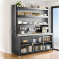 Meuble de Rangement Cuisine Multifonctionnel Anti-Poussière 2m - Armoire Latérale avec Four Gris