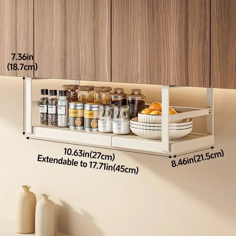 Étagère à Épices Réglable en Métal – Support Suspendu pour Armoire de Cuisine, Noir ou Blanc