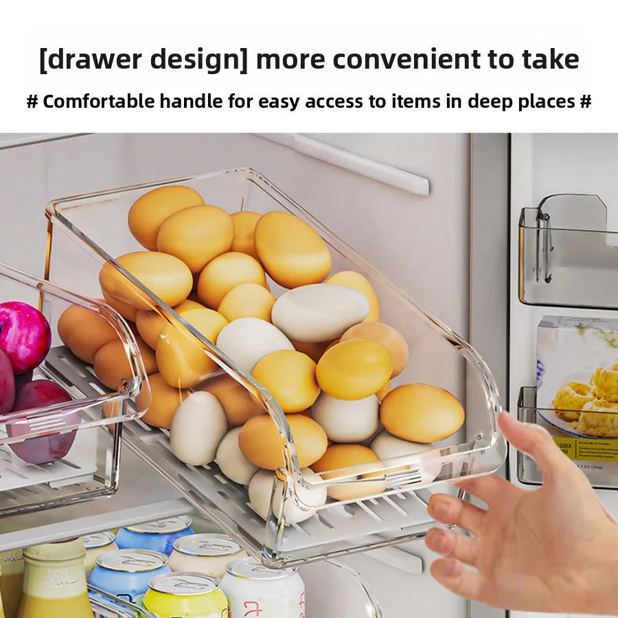 Organisateur de Réfrigérateur Transparent avec Plateau Égouttoir - Bac Rangement Fruits Légumes
