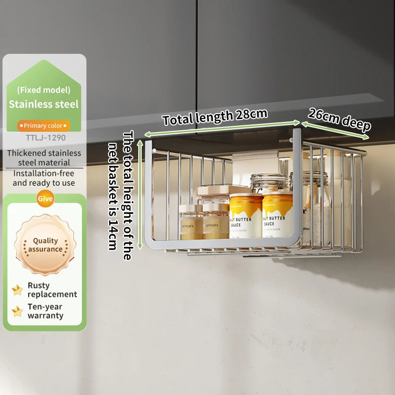 Panier Suspendu Rétractable en Acier Inoxydable - Organisateur Multifonctionnel Cuisine Salle de Bain