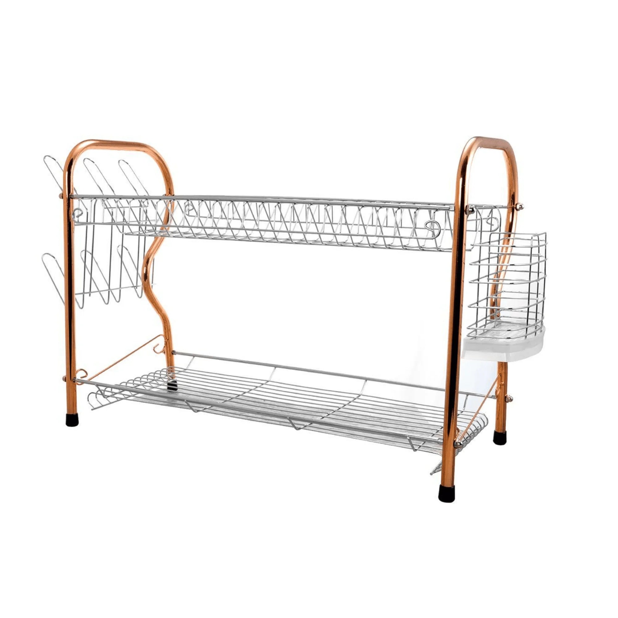 Égouttoir à vaisselle chromé en forme de R à 2 niveaux de 40 cm (16 pouces) pour le rangement de la cuisine