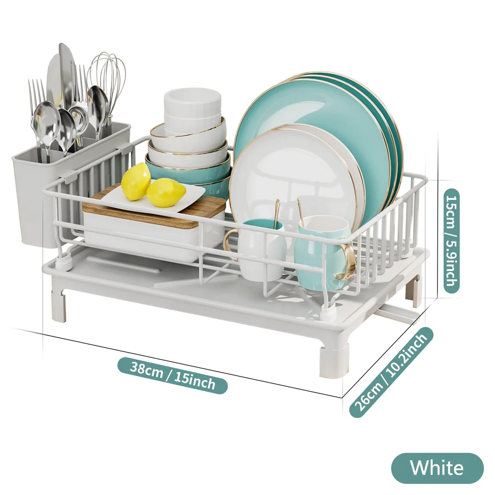 Organisateur de Cuisine Multifonctionnel - Égouttoir à Vaisselle Empilable pour Comptoir avec Rangement