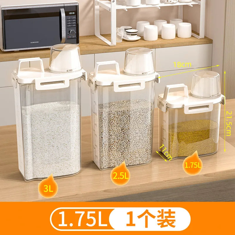 Boîte de stockage de grains et divers aliments de qualité alimentaire 1,75/2,5/3L, réservoir de stockage de riz, réservoir étanche, ustensile de cuisine neuf