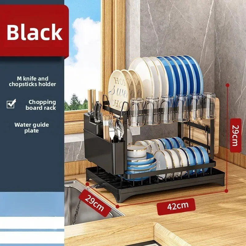 Égouttoir à Vaisselle Multifonctionnel pour Comptoir - Support Rangement Vaisselle et Baguettes