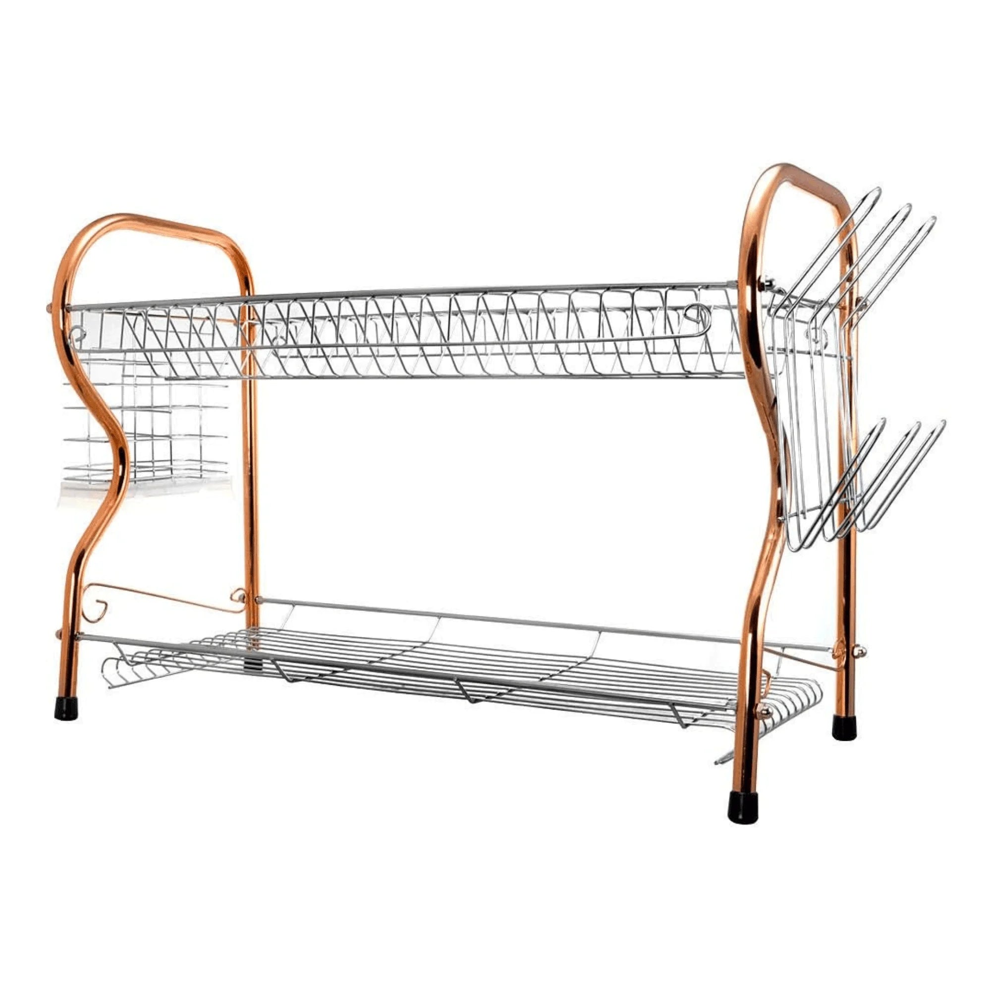 Égouttoir à vaisselle chromé en forme de R à 2 niveaux de 40 cm (16 pouces) pour le rangement de la cuisine