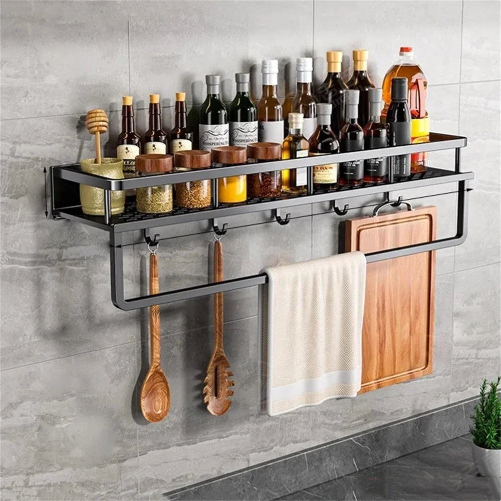 Étagère Murale Multifonctionnelle - Organisateur Rangement Cuisine Salle de Bain Électroplaqué