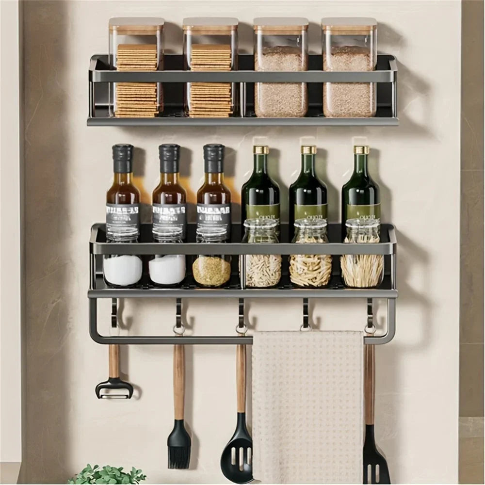 Étagère Murale Multifonctionnelle - Organisateur Rangement Cuisine Salle de Bain Électroplaqué