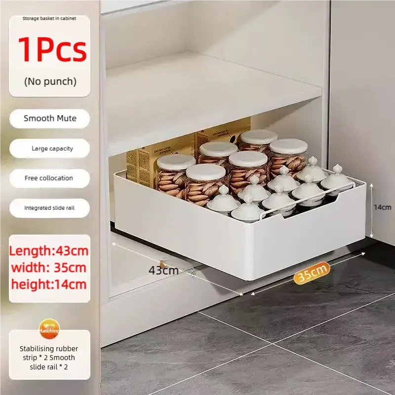 Tiroir Coulissant Extractible pour Placard de Cuisine – Étagère À Épices avec Rails, 20 Formats