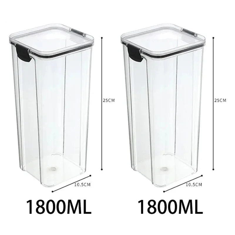 Ensemble de 2 Bocaux Hermétiques 700ml - Boîtes Rangement Aliments Plastique Transparent Elenxs Noir