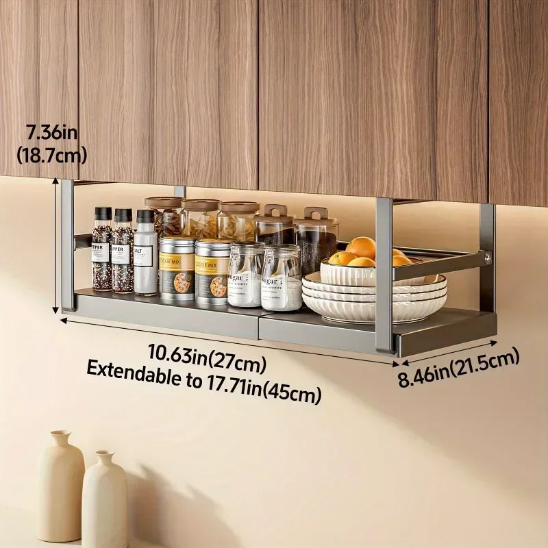 Étagère à Épices Réglable en Métal – Support Suspendu pour Armoire de Cuisine, Noir ou Blanc