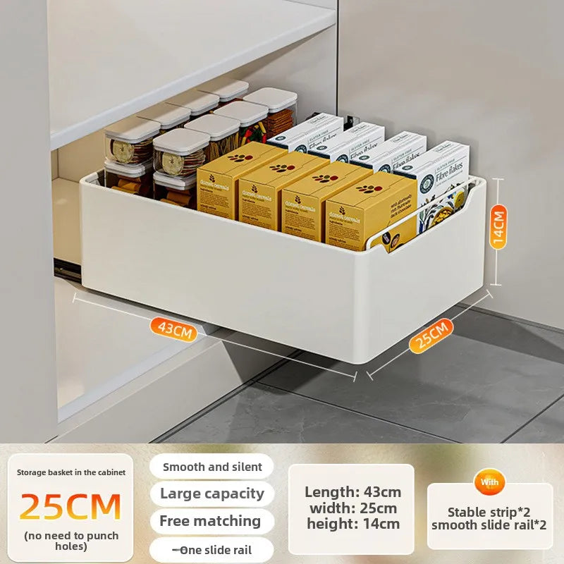 Tiroir Coulissant Extractible pour Placard de Cuisine – Étagère À Épices avec Rails, 20 Formats