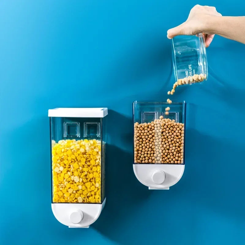 Distributeur de céréales de cuisine mural séparé, seau à riz, bocal transparent pour grains, boîte de rangement alimentaire, réservoirs étanches