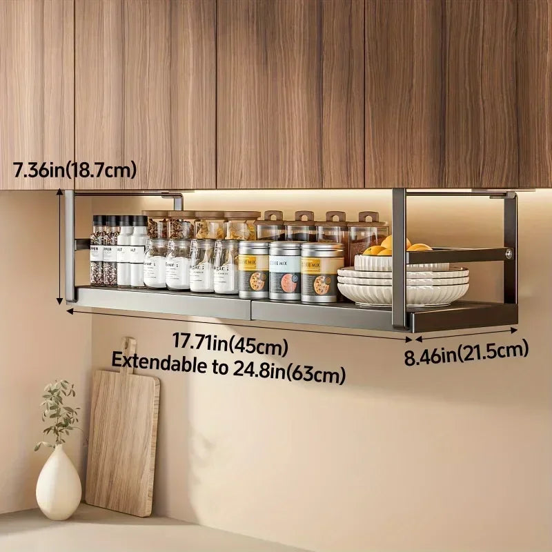 Étagère à Épices Réglable en Métal – Support Suspendu pour Armoire de Cuisine, Noir ou Blanc