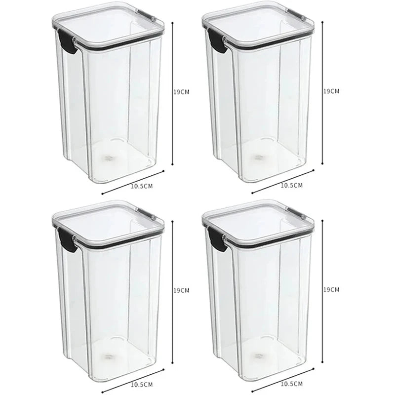 Ensemble de 2 Bocaux Hermétiques 700ml - Boîtes Rangement Aliments Plastique Transparent Elenxs Noir