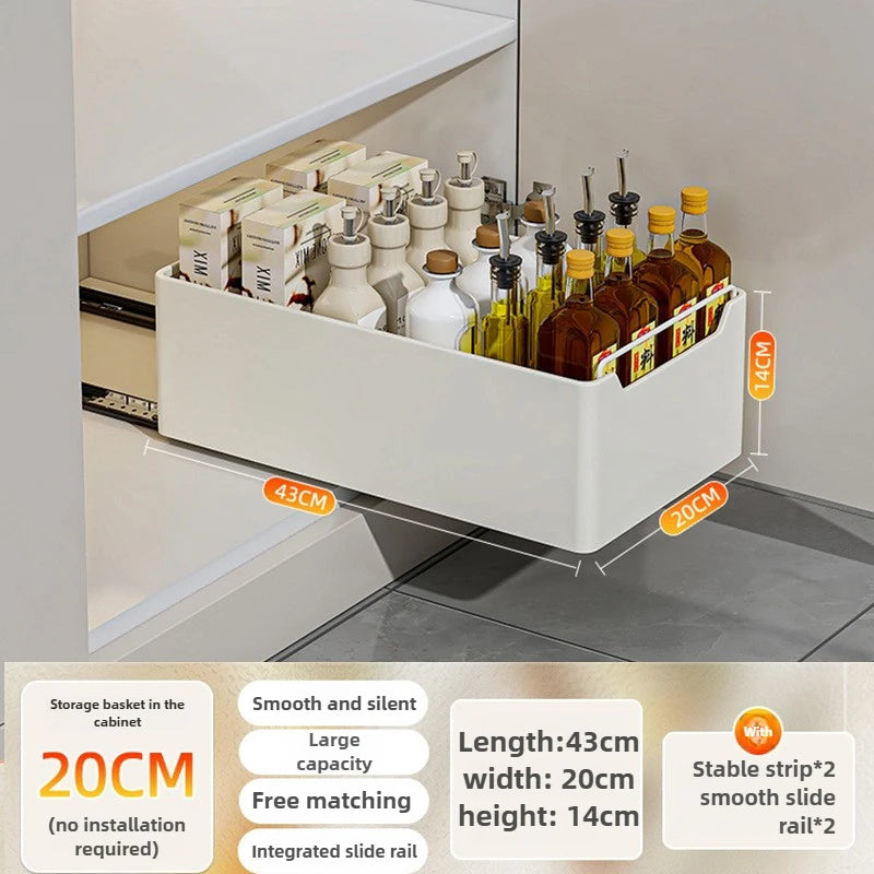 Tiroir Coulissant Extractible pour Placard de Cuisine – Étagère À Épices avec Rails, 20 Formats