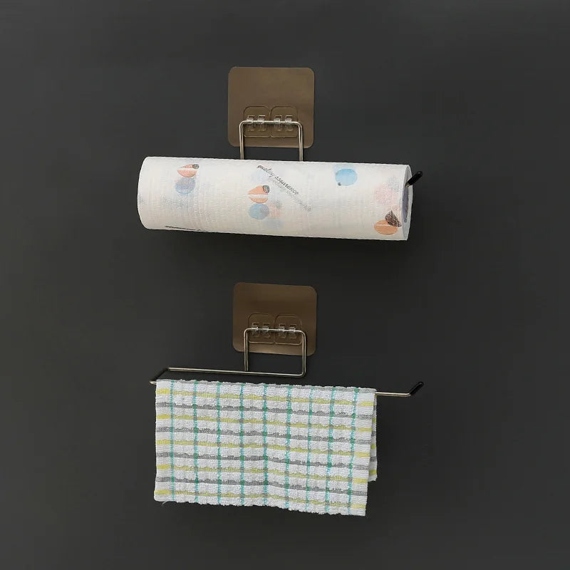 1 porte-rouleau de papier essuie-tout adhésif pour la cuisine, porte-papier toilette, distributeur de mouchoirs en papier, accessoires de rangement pour armoire à serviettes