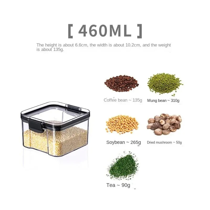 Boîte de rangement alimentaire hermétique de haute qualité, en plastique transparent, organisateur de cuisine, réservoir multifréquence empilable pour aliments secs