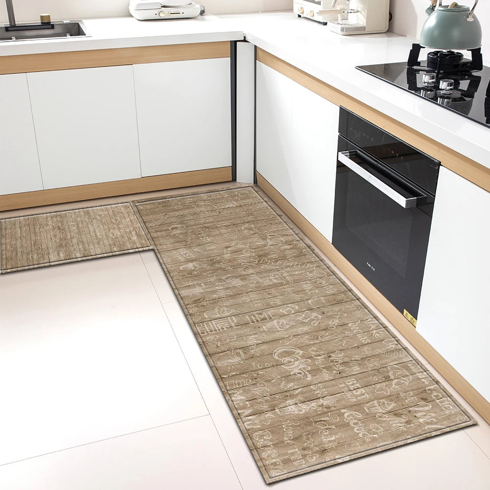 Tapis de Cuisine Motif Café Antidérapant - Tapis Mémoire de Forme Imperméable Polyvalent