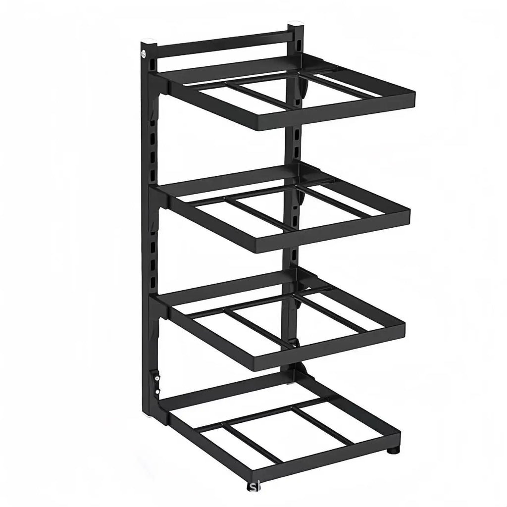 Support de Rangement Multicouche Réglable pour Casseroles - Organisateur Armoire Cuisine Noir