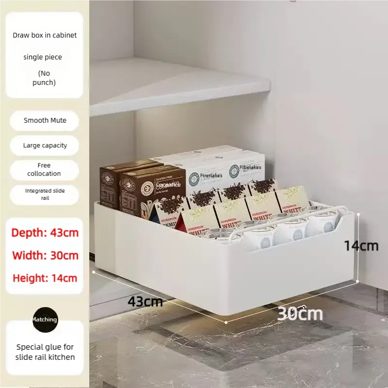 Tiroir Coulissant Extractible pour Placard de Cuisine – Étagère À Épices avec Rails, 20 Formats
