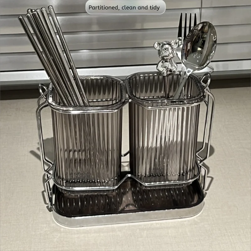 Organisateur Mural de Couverts en Acier Inoxydable - Égouttoir Luxe pour Baguettes et Ustensiles
