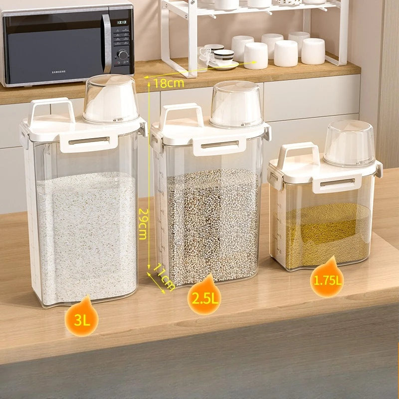 Boîte de stockage de grains et divers aliments de qualité alimentaire 1,75/2,5/3L, réservoir de stockage de riz, réservoir étanche, ustensile de cuisine neuf
