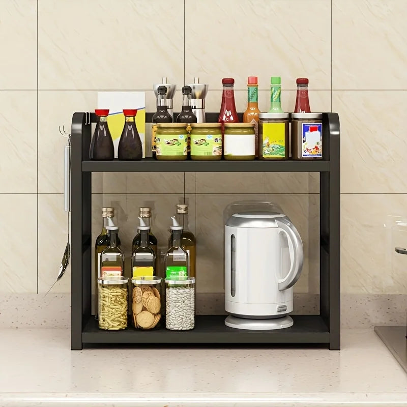 Étagère de Comptoir Métallique 2 Niveaux – Organisateur Antirouille pour Tasses, Café et Condiments
