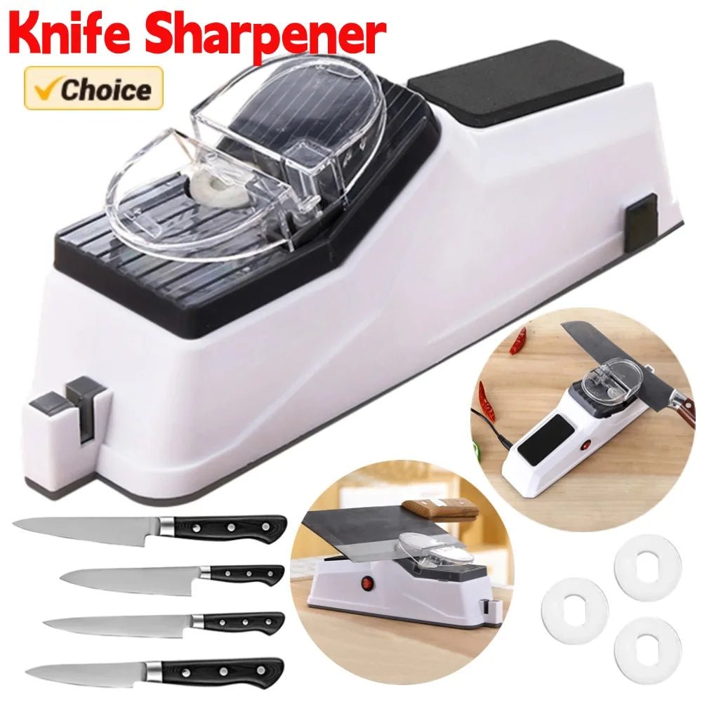 Aiguiseur de Couteaux Électrique USB Rechargeable Automatique - Outil d'Affûtage Rapide pour Couteaux de Cuisine et Ciseaux - Cuisine Chez Nadine