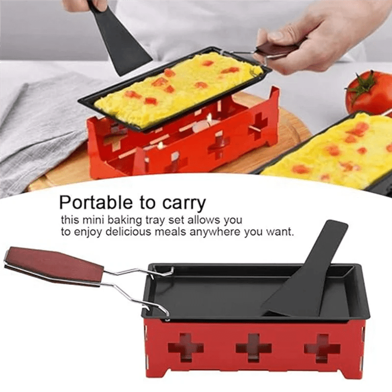 Appareil à Raclette Portable avec Poêle Antiadhésive - Set Complet avec Spatule pour Fromage Fondu Maison - Cuisine Chez Nadine