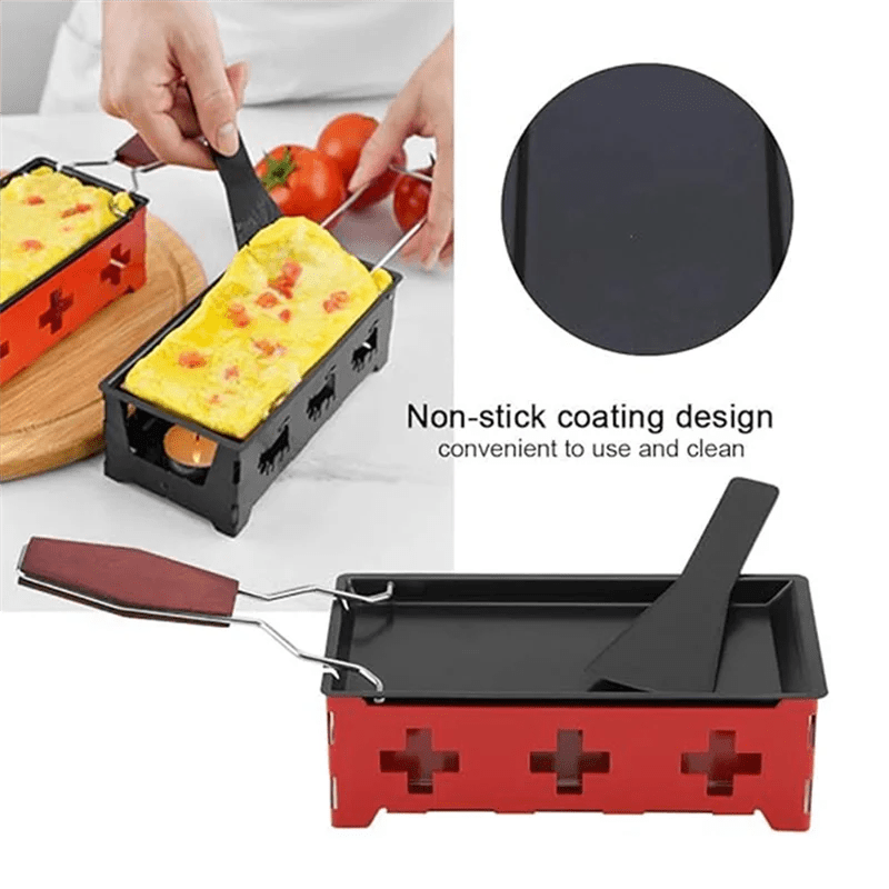 Appareil à Raclette Portable avec Poêle Antiadhésive - Set Complet avec Spatule pour Fromage Fondu Maison - Cuisine Chez Nadine
