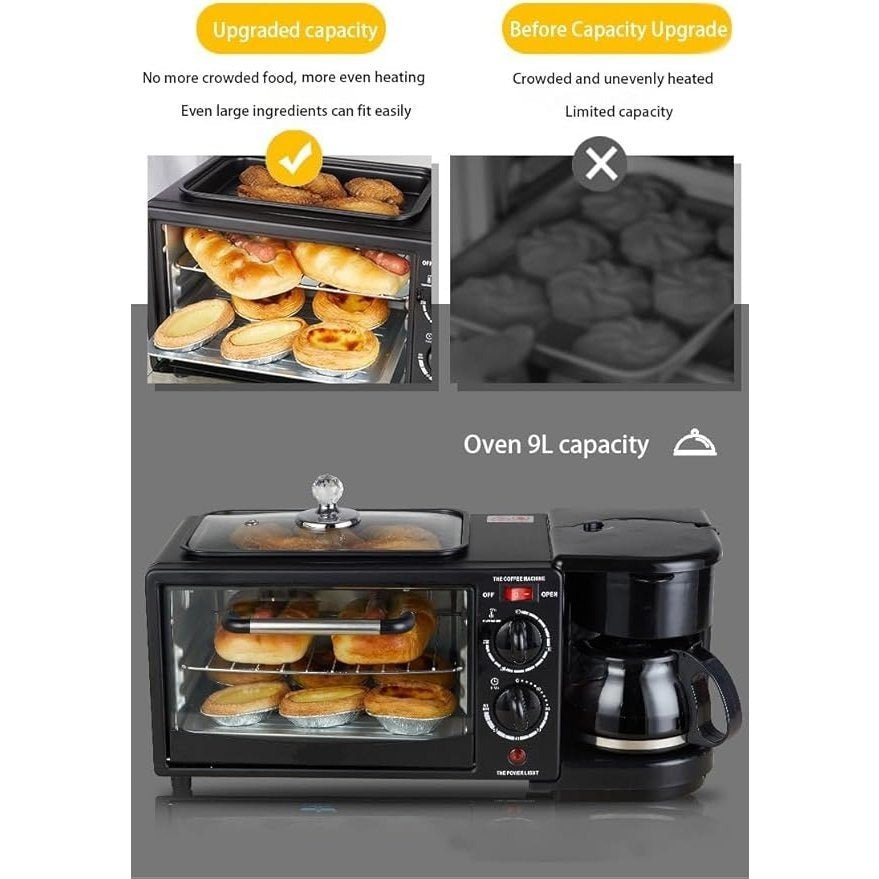Appareil Cuisine 3 - en - 1 Multifonction 1200W - Grill, Four à Contrôle Précis et Cafetière Rapide pour Petits - Déjeuners Express - Cuisine Chez Nadine