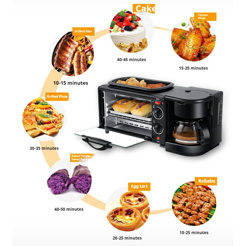 Appareil Cuisine 3 - en - 1 Multifonction 1200W - Grill, Four à Contrôle Précis et Cafetière Rapide pour Petits - Déjeuners Express - Cuisine Chez Nadine