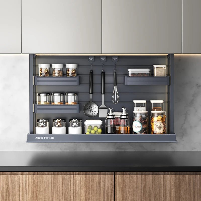 Armoire de cuisine électrique à hauteur ajustable - Système de levage intelligent tactile - Rangement multifonction moderne en alliage d'aluminium - Cuisine Chez Nadine