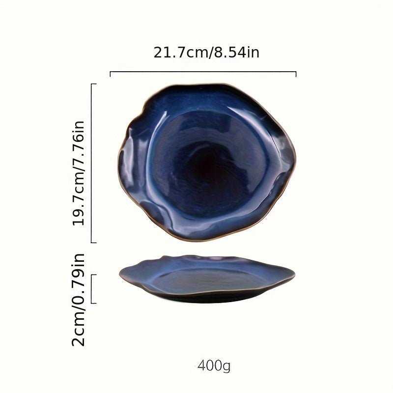 Assiette à Dessert Céramique KINGLANG Design Européen Bleu Floral - Cuisine Chez Nadine