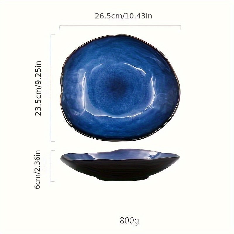 Assiette à Dessert Céramique KINGLANG Design Européen Bleu Floral - Cuisine Chez Nadine