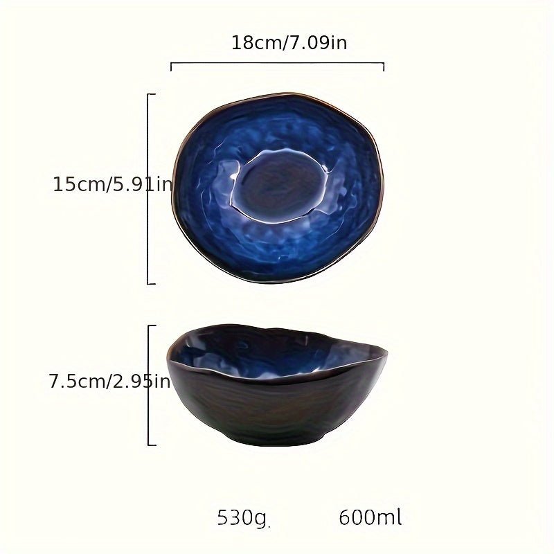 Assiette à Dessert Céramique KINGLANG Design Européen Bleu Floral - Cuisine Chez Nadine