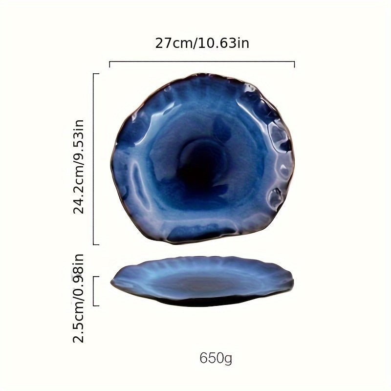 Assiette à Dessert Céramique KINGLANG Design Européen Bleu Floral - Cuisine Chez Nadine