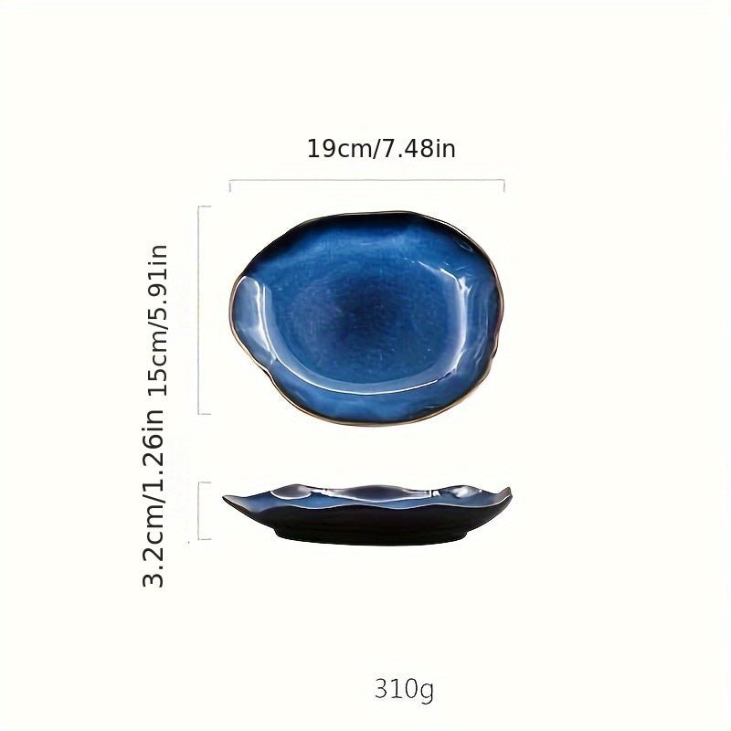 Assiette à Dessert Céramique KINGLANG Design Européen Bleu Floral - Cuisine Chez Nadine